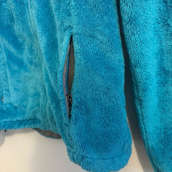 The North Face Blue Teddy Jacket Plush Fleece Stand-Up Collar - Picture 4 of 13